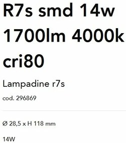 Bec LED, R7s SMD 14W 1700lm 4000K cri80