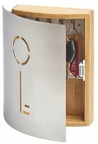 Cutie depozitare chei Bambus si inox, 21.5 x 5.5 x 24.5 cm