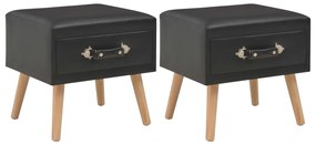 vidaXL Noptiere, 2 buc., negru, 40 x 35 x 40 cm, piele ecologică