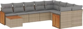 vidaXL Set canapele de grădină cu perne, 10 piese, bej, poliratan