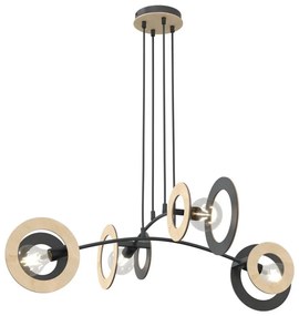 Lustră pe cablu SKIVA 4xE27/15W/230V negru/bej