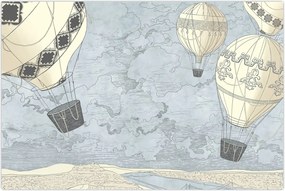 Tablou - Baloane deasupra orașului, nuanțe reci (90x60 cm)