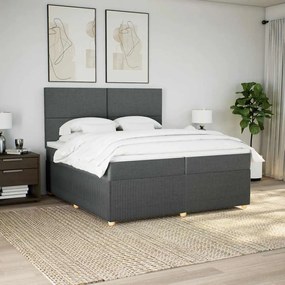 vidaXL Pat box spring cu saltea, gri închis, 200x200 cm, textil