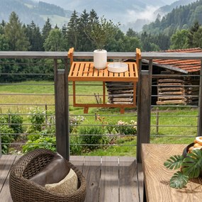 Outsunny Masă Suspendată de Exterior, Masă Reglabilă pentru Balustradă, Blat Suport cu Montare pe Perete, 68x65x40,5-55 cm, Tec | Aosom Romania
