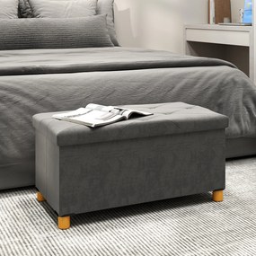 HOMCOM Banc de depozitare capăt de pat pliabil volum 67 L capacité de charge 120 kg avec couvercle 76L x 38l x 38H cm gris | Aosom Romania