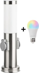 Lampă Brilagi-LED RGBW Ven cu 2 prize, 1xE27/15W/230V, 40 cm, IP44, crom mat