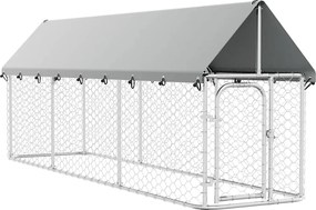 vidaXL Padoc pentru câini de exterior, cu acoperiș, 400x100x150 cm