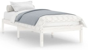 809978 vidaXL Cadru de pat UK Small Single, alb, 75x190 cm lemn masiv de pin