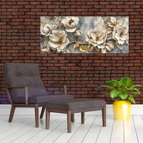 Tablou - Marmură de fundal cu flori (120x50 cm)
