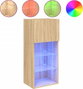 vidaXL Comodă TV cu lumini LED, stejar sonoma, 40,5x30x90 cm