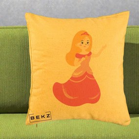 Perna Personalizata Printesa Roz cu Microfon, 40x40 cm, Galben, Husa Detasabila, Perna Inclusa, BEKZ®