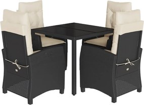 vidaXL Set mobilier de grădină cu perne, 5 piese, negru, poliratan