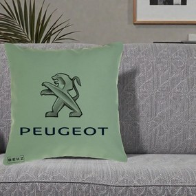 Perna Personalizata cu emblema Peugeot, 40x40 cm, Verde, Husa Detasabila, Perna Inclusa, BEKZ®