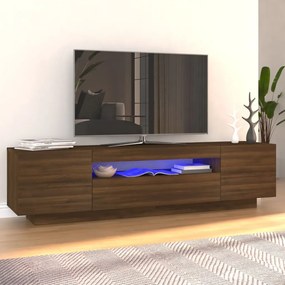 Comoda TV cu lumini LED, stejar maro, 160x35x40 cm 1, Stejar brun