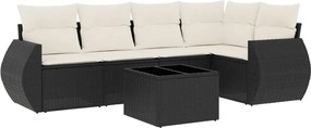 vidaXL Set mobilier de grădină cu perne, 6 piese, negru, poliratan