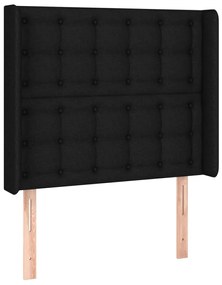 Tablie de pat cu LED, negru, 93x16x118 128 cm, textil 1, Negru, 93 x 16 x 118 128 cm