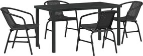 vidaXL Set de masă pentru grădină 5 pcs Negru
