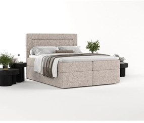 Pat boxspring maro deschis cu spațiu de depozitare 160x200 cm Imagine – Maison de Rêve