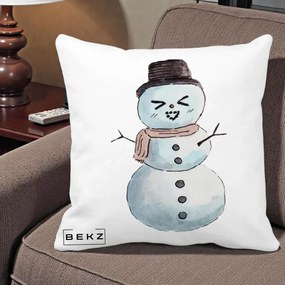 Perna Decorativa Om de Zapada Kawaii Haios, 40x40 cm, Alba Mata, Husa Detasabila, Perna Inclusa, BEKZ®