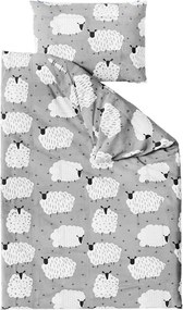 Lenjerie de pat creponata WHITE SHEEPS POLY gri Dimensiune lenjerie de pat: 70 x 90 cm | 140 x 220 cm