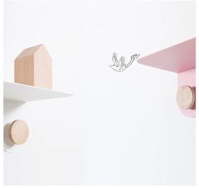 Raft de perete din oțel și detalii din lemn de stejar, cu 2 cârlige Gazzda Hook, lungime 50 cm, alb