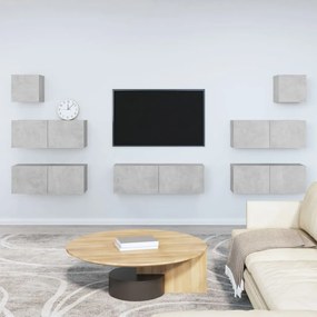 vidaXL Set dulapuri TV, 7 piese, gri beton, lemn prelucrat