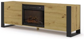 Masă TV cu șemineu Montana (Stejar artisan + Negru). 1124958