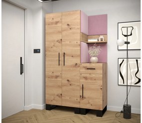 Set mobilier pentru hol Amanda 6 (Stejar artisan + roz). 1085903