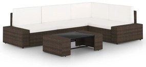 vidaXL Set mobilier de grădină cu perne, 5 piese, maro, poliratan