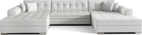 Colțar lemn masiv extensibil Vento Personalizabil, 359 × 165 × 87 cm - Soft 17 - piele alba
