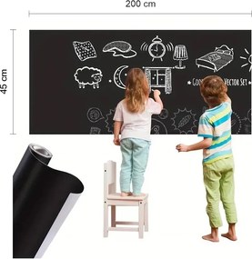 Tablă de hârtie autoadezivă cu un set de crete - 45 x 200 cm