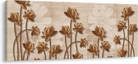 Tablou cu abstracția florilor - maro (120x50 cm)