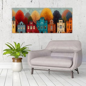 Tablou - Oraș de toamnă pictat (120x50 cm)