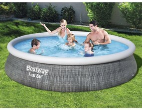 Bestway set piscină gonflabilă fast set, cu pompă, 396 x 84 cm