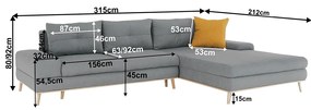 Coltar stanga Culoare Gri / Mustar, PANOS Varianta de colt: Colt Stanga