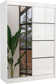 Dulap cu usi glisante si oglinda 150x215 cm, Gilton, ADRK Furniture (Culoare: Alb)