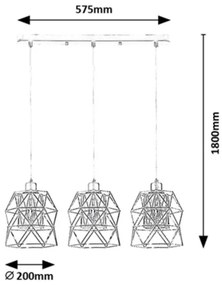 Lustră pe cablu EMRYS 3xE27/40W/230V Rabalux 72113