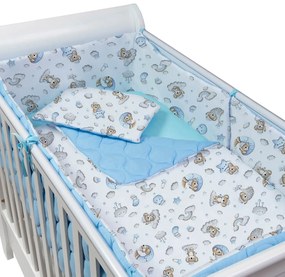 Set lenjerie matlasata 5 piese Kidizi Koala Dreams Blue, include perna, plapumioara, aparatoare si cearceaf