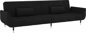vidaXL Canapea extensibilă cu 2 locuri, 2 perne, negru, catifea