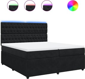 vidaXL Pat box spring cu saltea, negru, 200x200 cm, catifea
