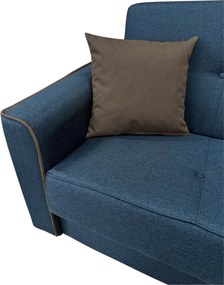 Canapea VERA extensibila, 3 locuri, lada de depozitare, stofa bleumarin + maro, 225x90x90 Bleumarin + Maro, Stofa