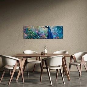 Tablou - Pictura de un păun (cu ceas) (90x30 cm)