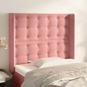 3120055 vidaXL Tăblie de pat cu aripioare, roz, 93x16x118/128 cm, catifea