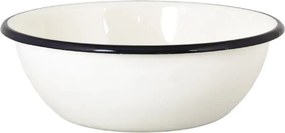 Bol mare vintage din oțel emailat, alb offwhite, Ø20×H7 cm, 1,5L, „Emil's Enamel"