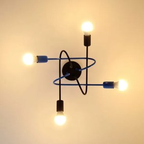Lustră aplicată OXFORD 4xE27/15W/230V negru/albastru
