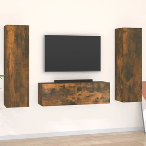 3120236 vidaXL Set dulapuri TV, 3 piese, stejar fumuriu, lemn prelucrat