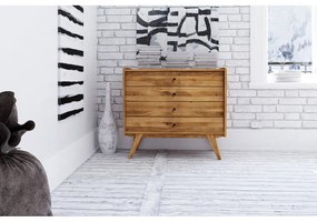 Comodă joasă din lemn de stejar 100x90 cm Retro - The Beds