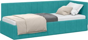 vidaXL Cadru de pat colțar cu headboard Turcoaz 80 cm x 200 cm Catifea