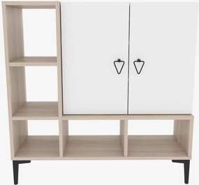Pantofar Platin, alb/stejar, PAL melaminat, 100x35x100 cm