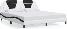 vidaXL Cadru de pat Viana fără saltea alb și negru 180x200cm piele artificială